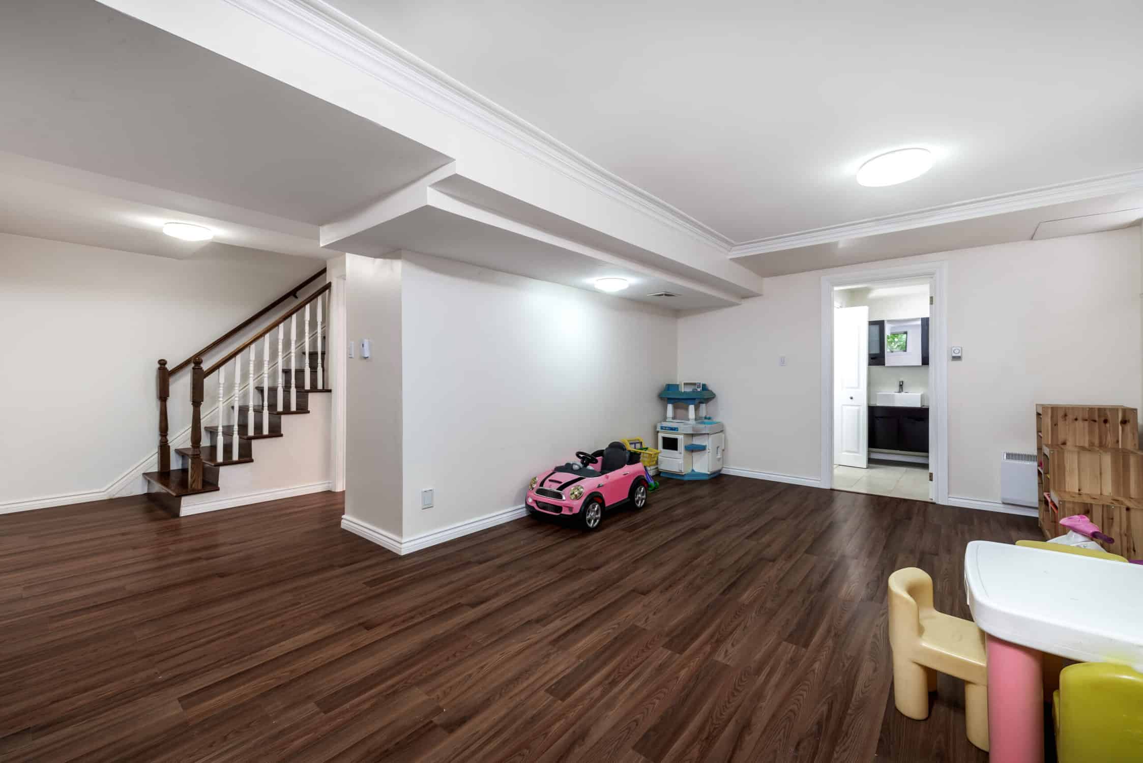 White Painted Basement Interior Light gray painted residential interior room with white ceiling and cream trim in Atlanta, GA